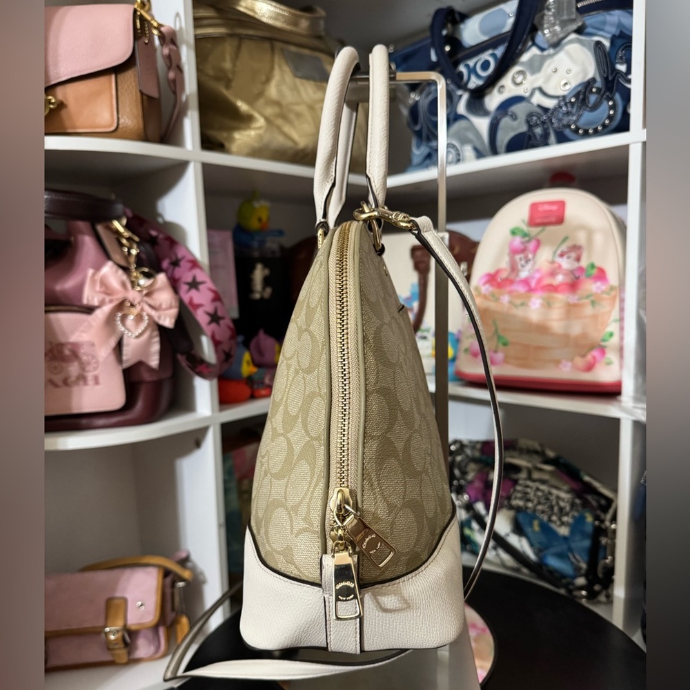 Coach Tan and Cream Sierra Satchel Bag - Picture 3 of 12